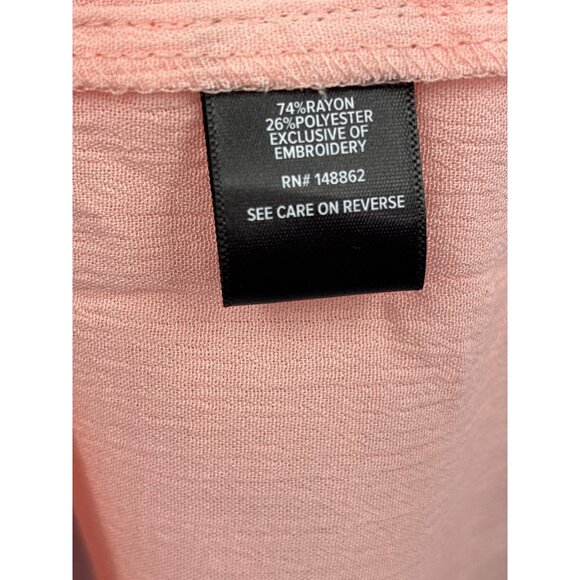 Torrid Madison Washable Gauze Crepe Embroidered Long Sleeve Shirt Pink 4X NEW - Picture 4 of 7